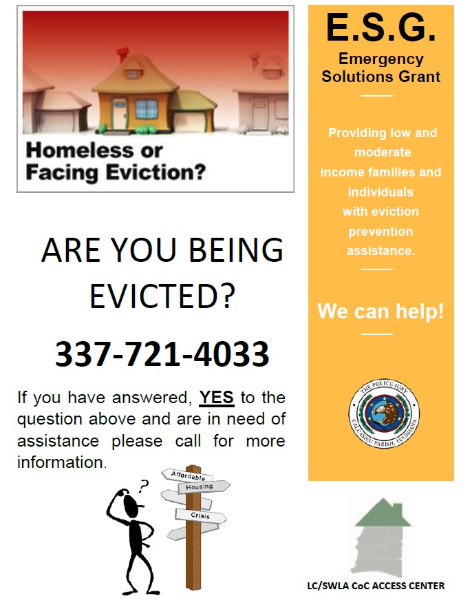 Emergency Solution Grant for Homeless or Facing Eviction